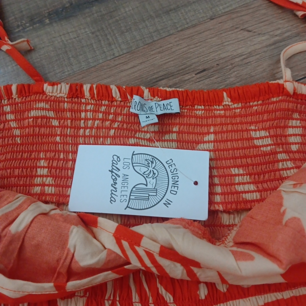 Patrons of Peace Orange and Cream Jumpsuit - Picture 3 of 5